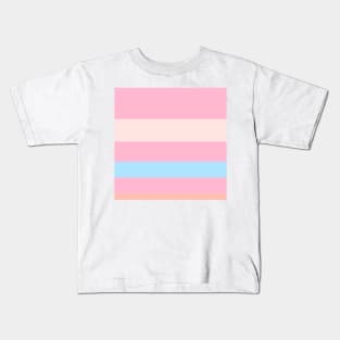 A singular collection of Fresh Air, Soft Blue, Little Girl Pink, Very Light Pink and Melon stripes. Kids T-Shirt